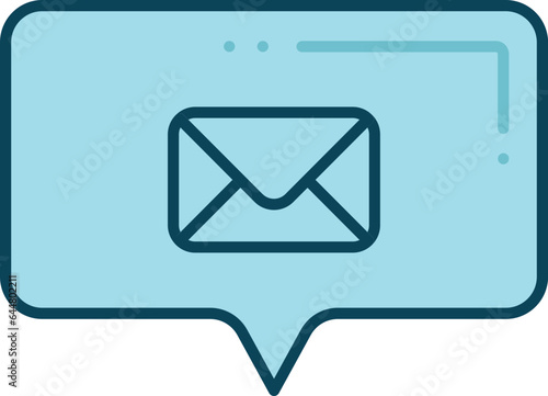 Mail Chat Icon In Blue Color.