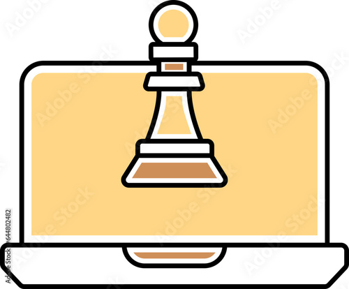 Chess Pawn In laptop Screen Yellow And Brown Icon.