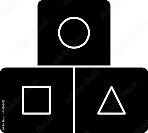 Cubes Or Blocks Icon In B&W Color.
