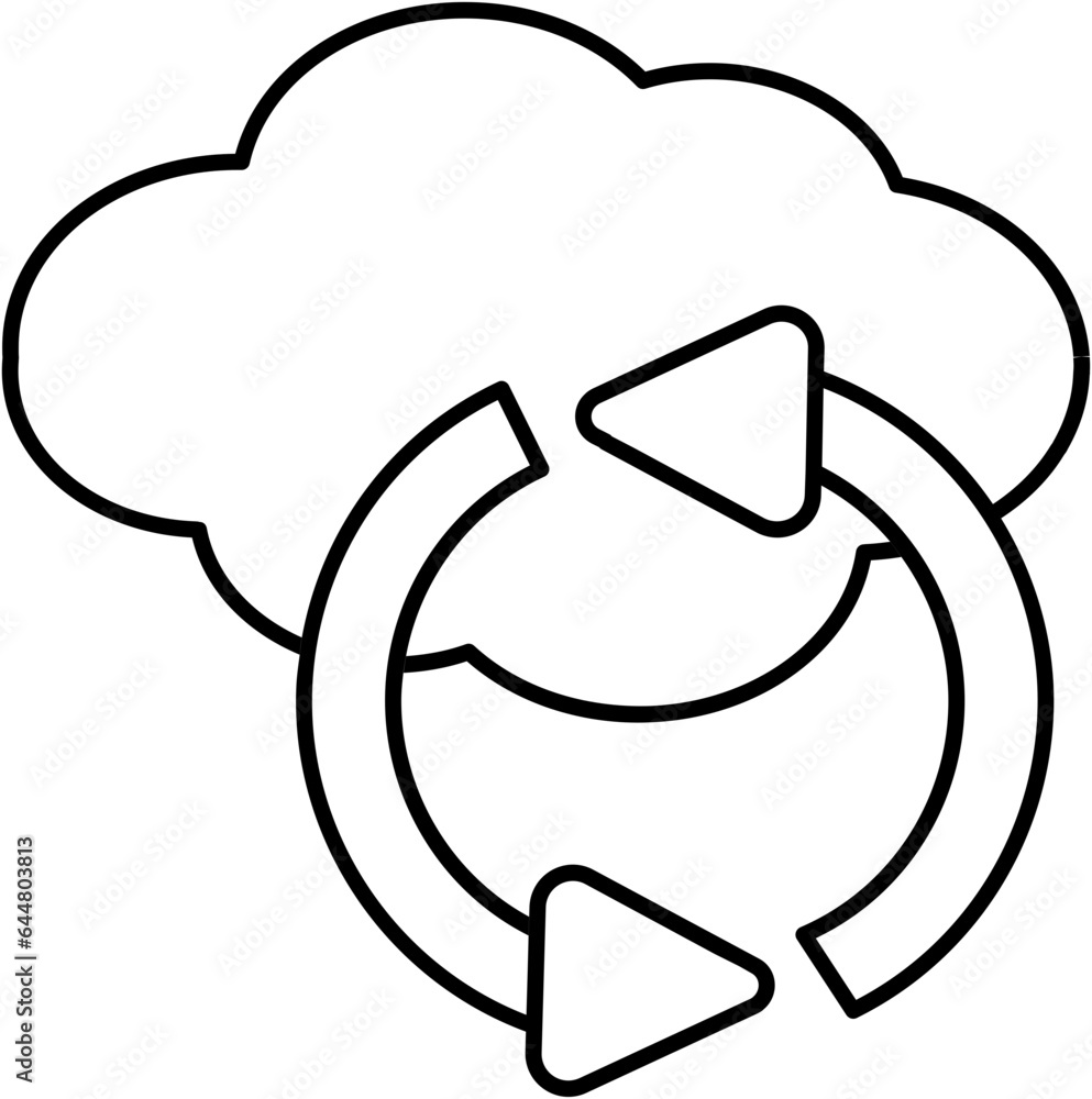 Black Outline Cloud Sync Icon Or Symbol. Black Outline Cloud Sync Icon Or Symbol.