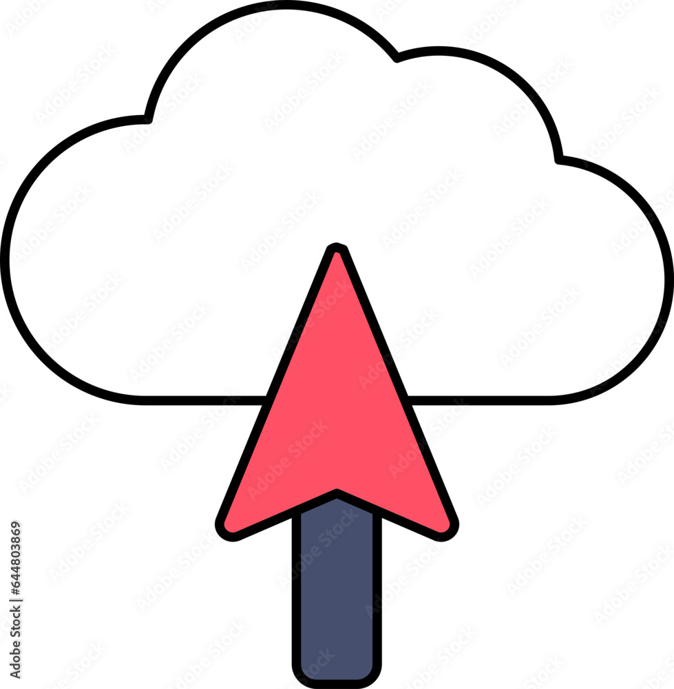 Isolated Upload To Cloud Icon In White And Red Color. Isolated Upload To Cloud Icon In White And Red Color.