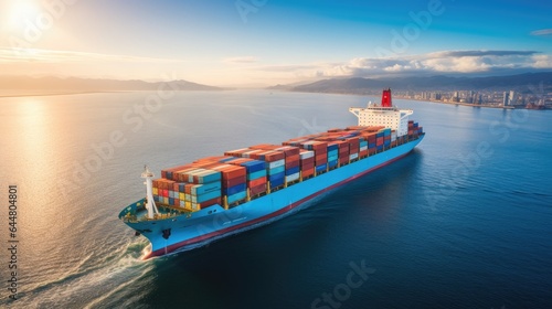 Transportation and logistics. Global business logistics import export and container cargo freight ship, cargo plane, transportation industry concept.