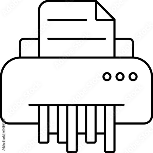 Paper Shredder Icon In Black Line Art.