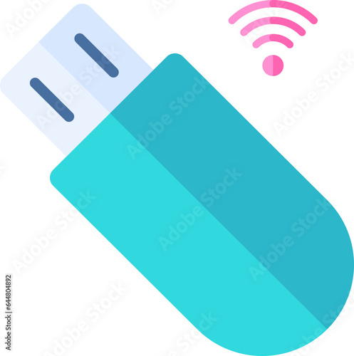USB Flash Drive Icon In Blue Color.