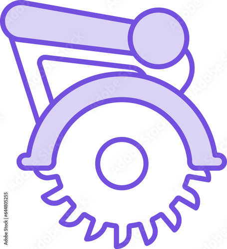 Circular Saw Icon In Purple And White Color.