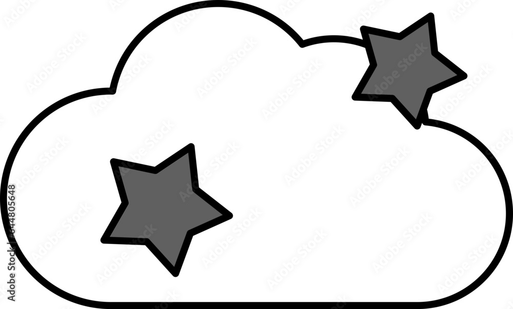 Cloud With Star Icon In Gray And WhiteColor. Cloud With Star Icon In Gray And WhiteColor.