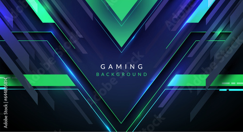 Green Gaming Background In Futurstic Cyber Style