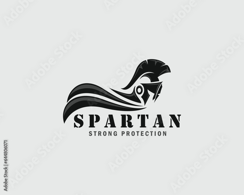 spartan logo creative design concept shield strong helmet protection black vector man