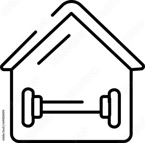 GYM Or Fitness Center Icon In Black Line Art.