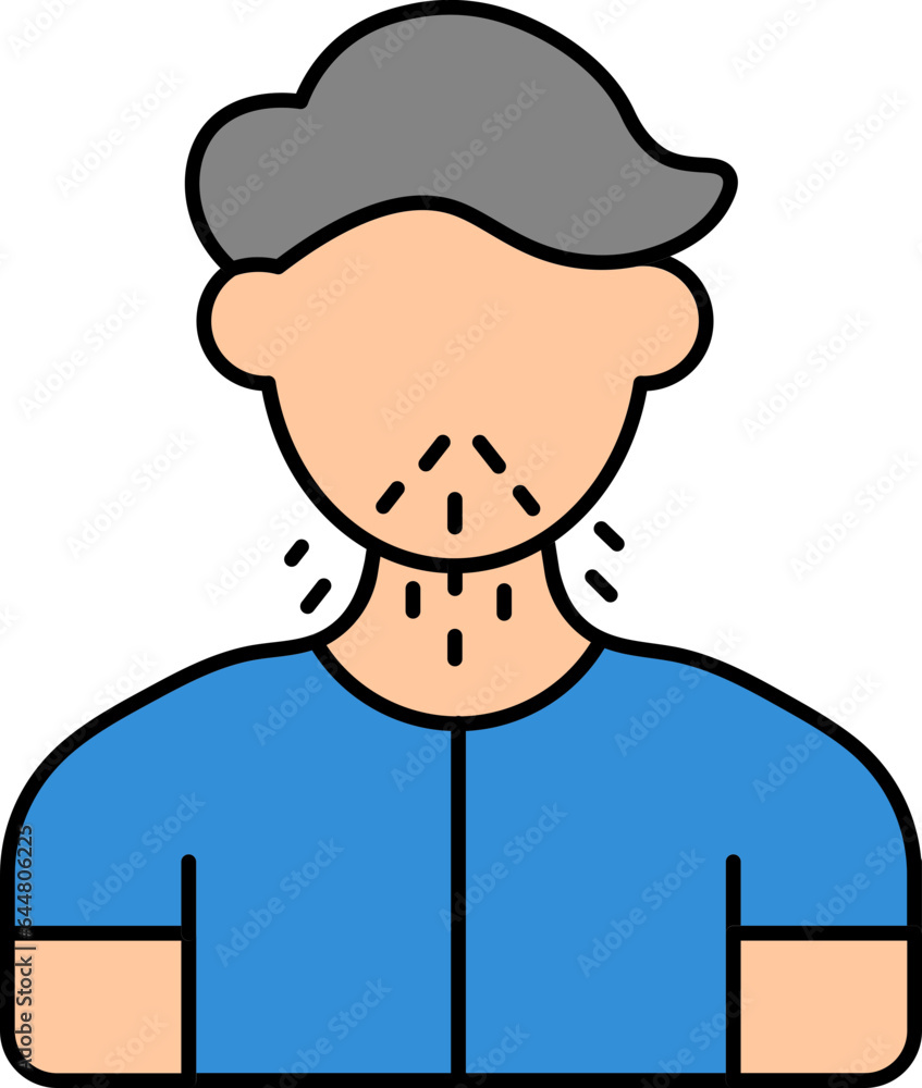 Flat Style Coughing To Man Colorful Icon.