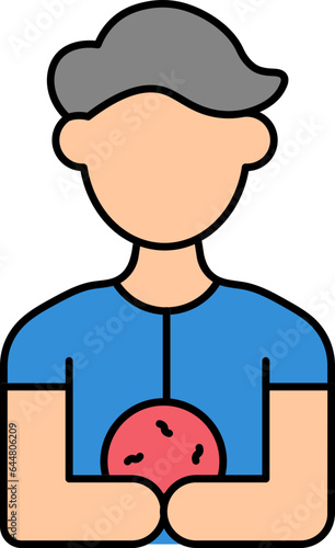 Abdominal Pain to Young Man Colorful Icon.