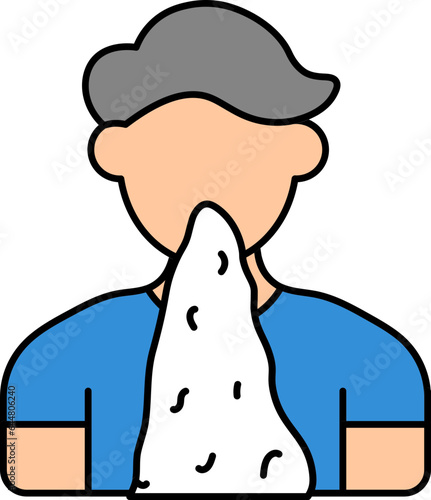 Vector Illustration of Vomiting to Young Man.