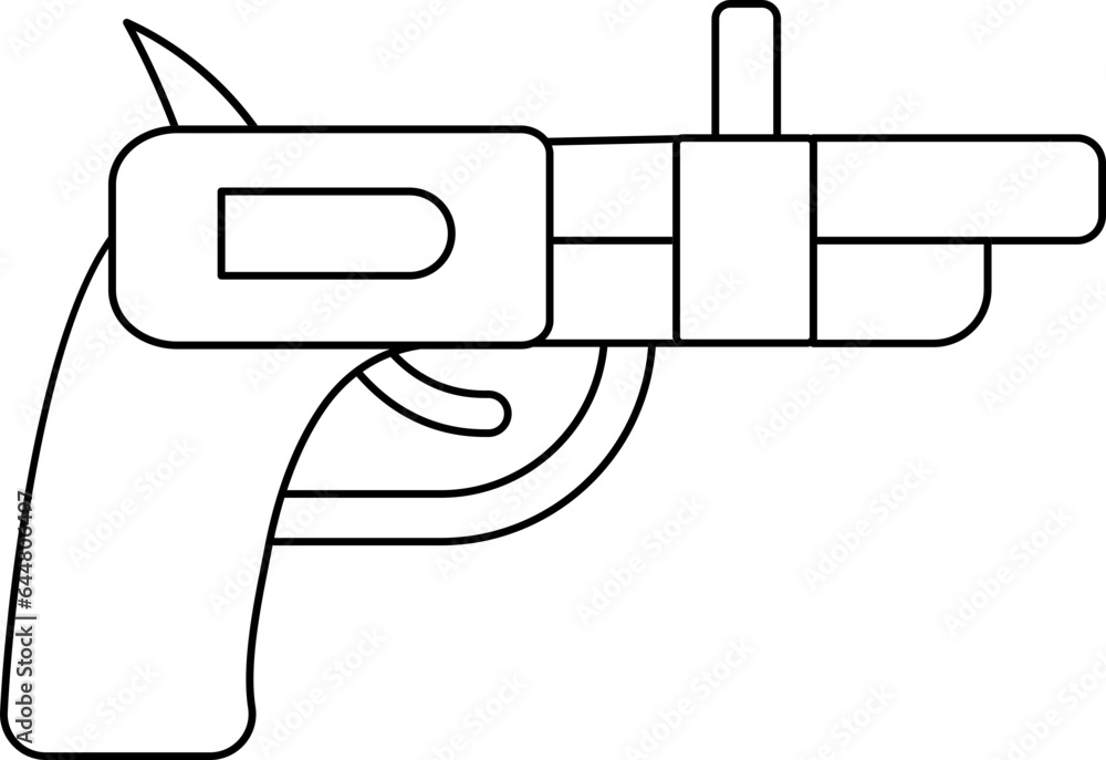 Pistol Or Gun Icon In Black Outline.