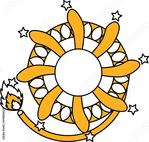 Ground Chakkar Firecracker Icon In Yellow And White.