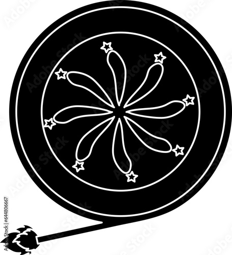 Ground Chakkar Firecracker Icon In B&W Color.