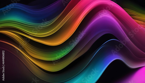 Colorful streamlined wave neon art background Generative AI