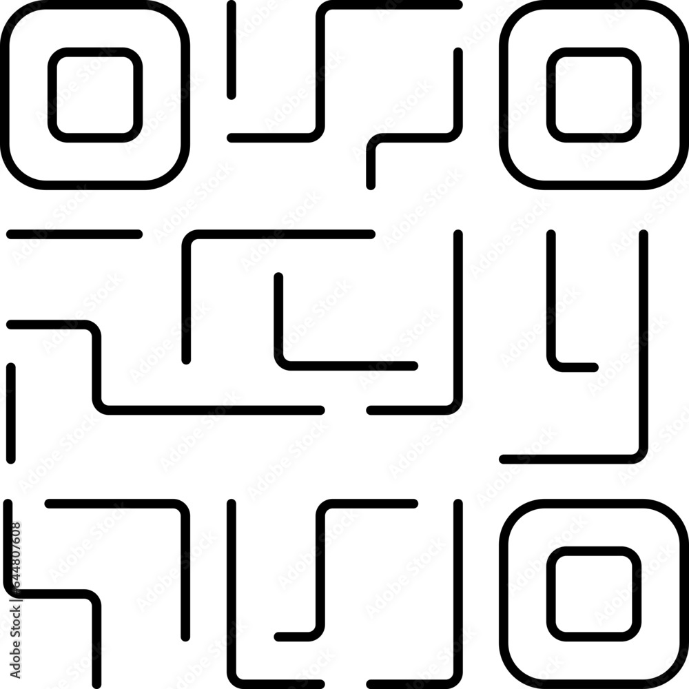 Flat Style QR Code Black Line Art Icon. Flat Style QR Code Black Line Art Icon.