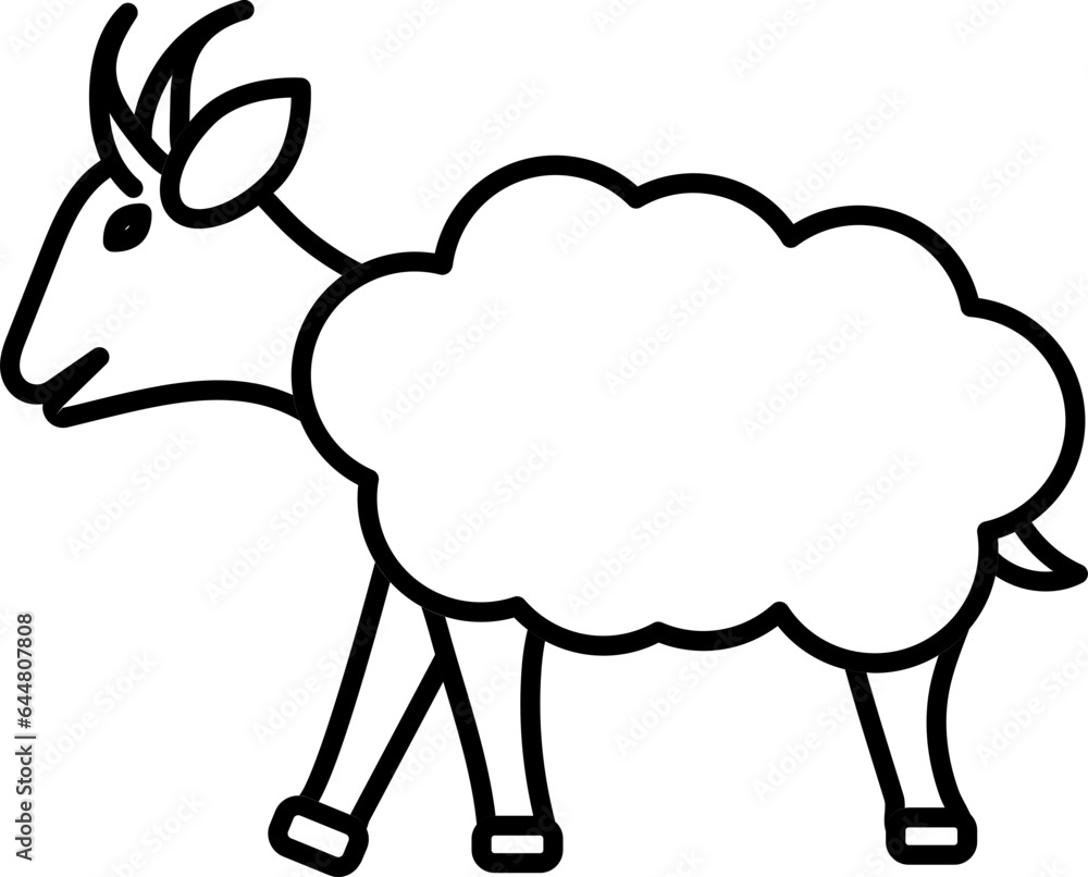 Fototapeta premium Sheep Icon In Black Line Art.