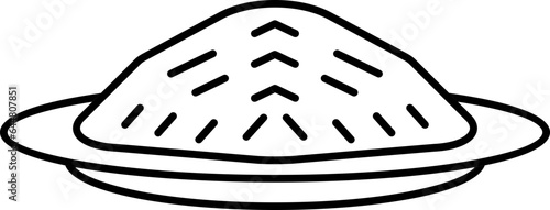 Linear Style Rice In Plate Icon.