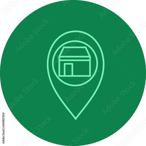 Kaaba Mecca Map Pin Location Icon On Green Backgroune.