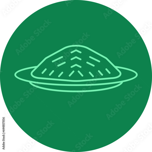 Rice Plate Icon On Green Background.