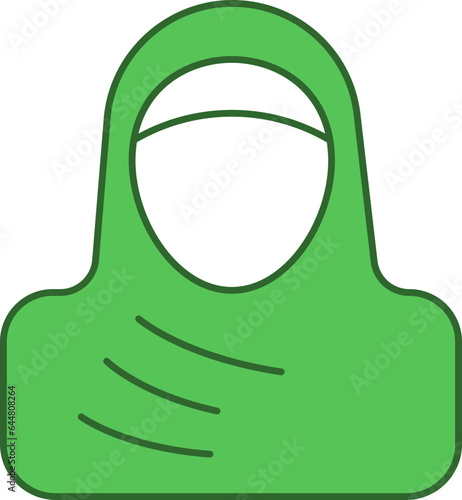 Islamic Woman Icon In Green And White Color.