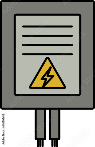 Electric OR Distribution Board Icon In Gray And Yellow Color.