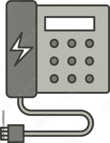 Telephone And USB Cable Icon In Gray And White Color.