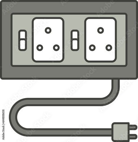 Isolated Extension Cord Icon In Gray And White Color.