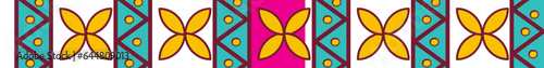 Colorful Motif Floral Border Element In Flat Style.