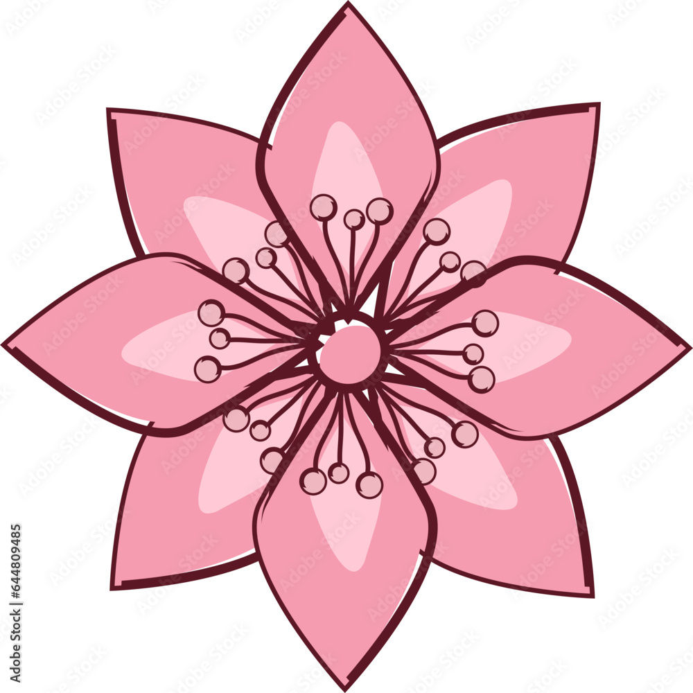 Flat Style Flower Element In Pink Color. Flat Style Flower Element In Pink Color.