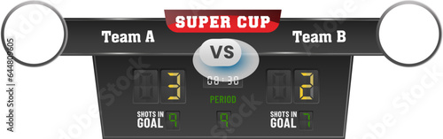 Super Club Team A VS B Scoreboard On White Background.
