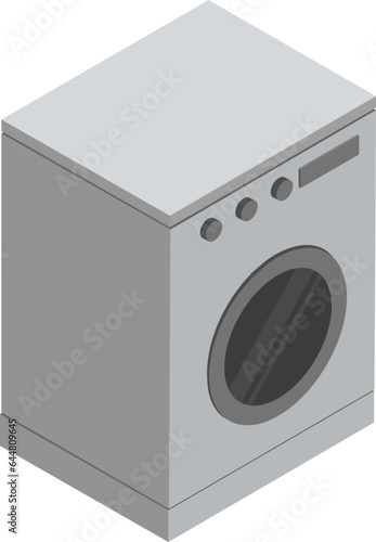 3D Washing Machine Element On White Background.