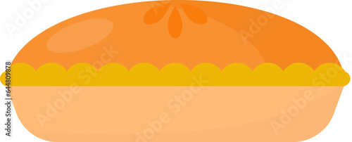 Delicious Pie Cake Element In Orange Color.