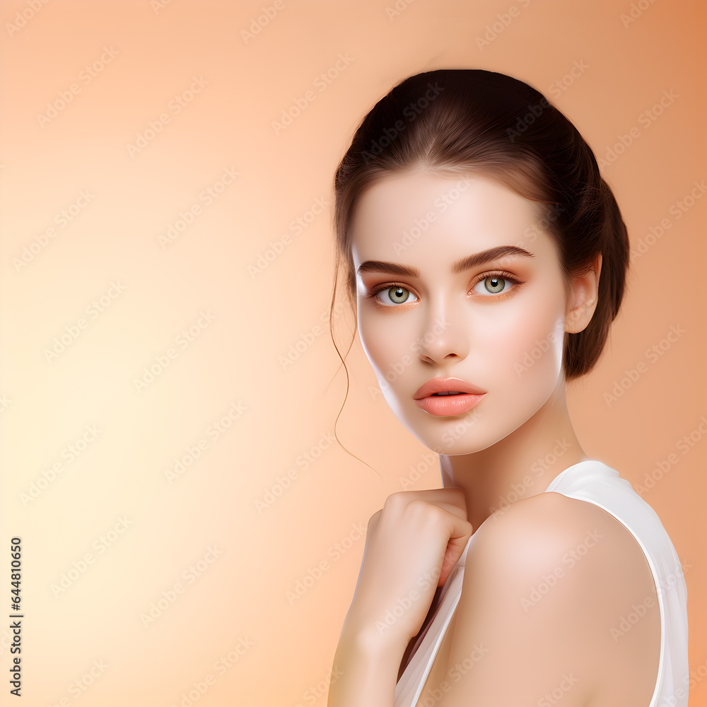 Close up of ฺyoung beautiful woman model with bright clean skin, Facial treatment, Cosmetology and beauty on isolate background, Generative AI Close up of ฺyoung beautiful woman model with bright clean skin, Facial treatment, Cosmetology and beauty on isolate background, Generative AI