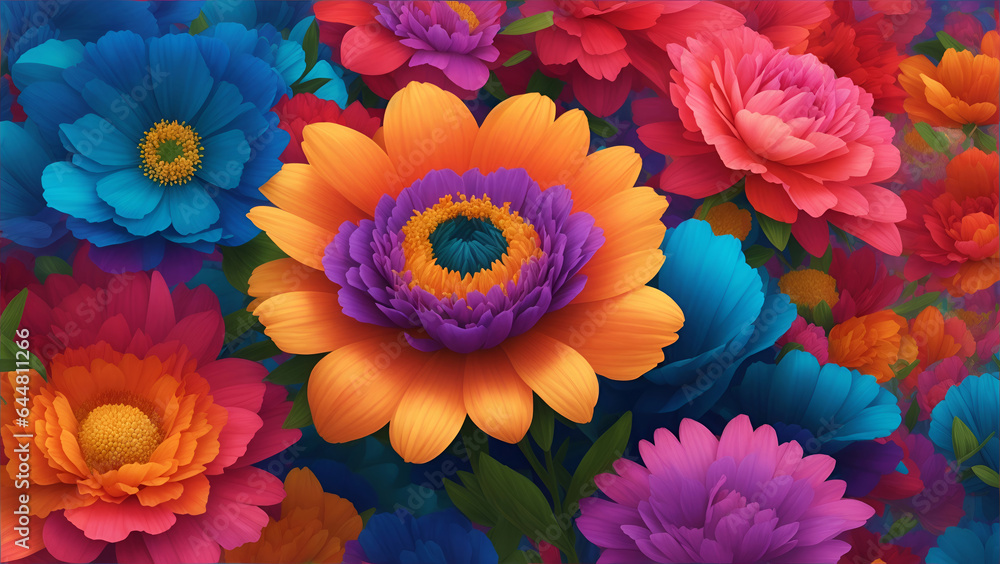 3d colourful illustration of flowers wallpaper, 3D Floral wallpaper 3d colourful illustration of flowers wallpaper, 3D Floral wallpaper