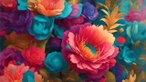 3d colourful illustration of flowers wallpaper, 3D Floral Pattern wallpaper