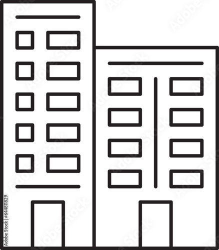 Appartment Building Icon In Black Line Art.