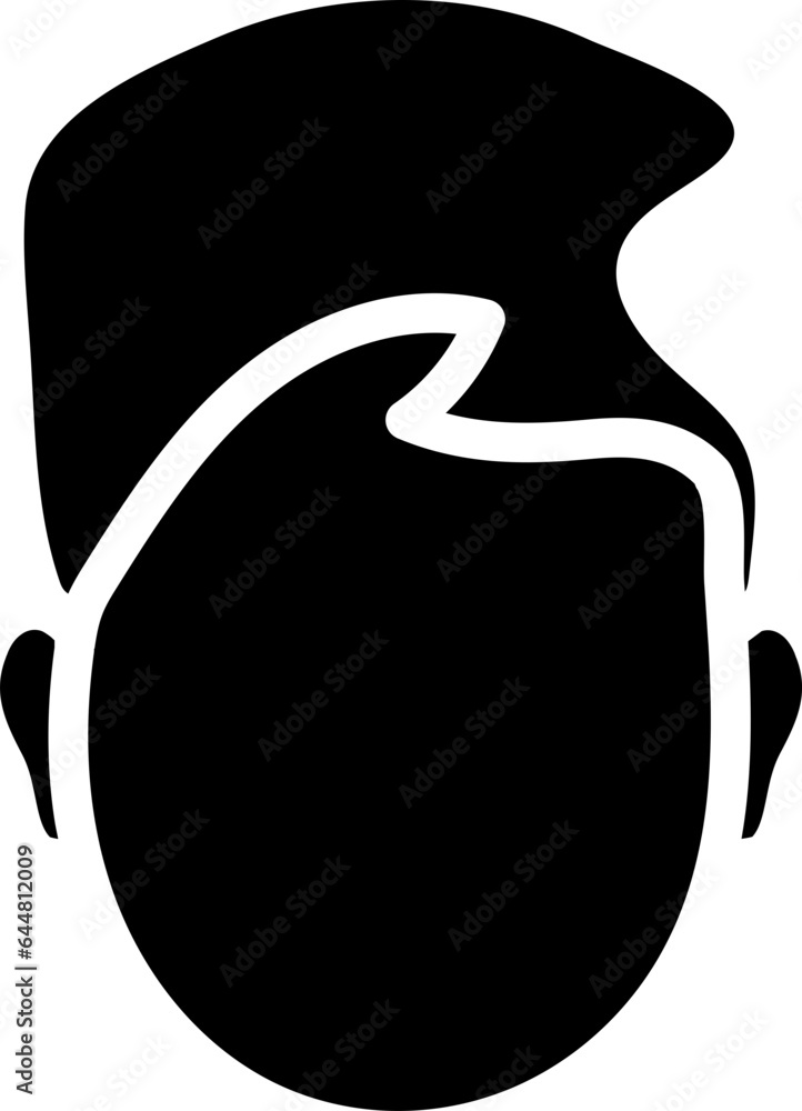Obraz premium Glyph Style Man Face Icon On White Background.
