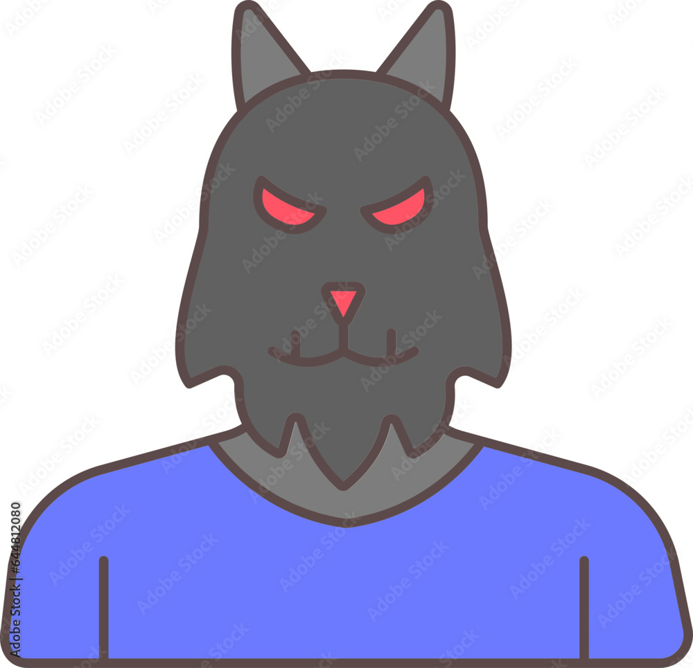 Demon Icon In Blue And Gray Color. Demon Icon In Blue And Gray Color.