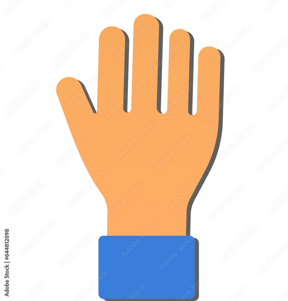 Fototapeta premium Orange And Blue Raised Hand Paper Cut Icon.
