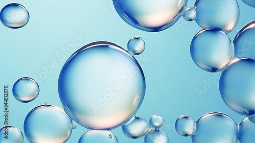 transparent liquid water bubbles. Facial skin care cosmetic product. Generative AI 
