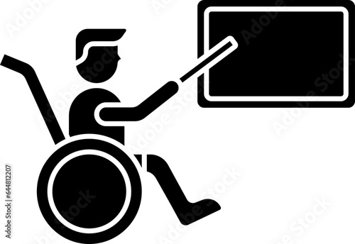 Disabled Teacher Icon In B&W Color.