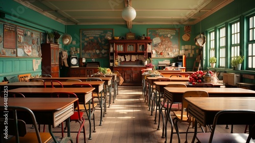 誰もいない学校の教室の背景