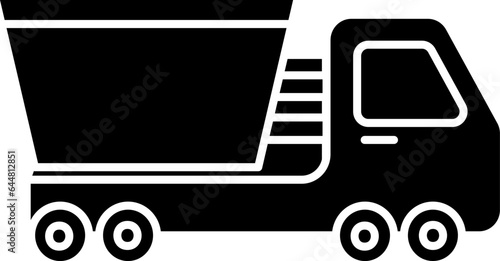 Garbage Truck Icon Or Symbol In Glyph Style.