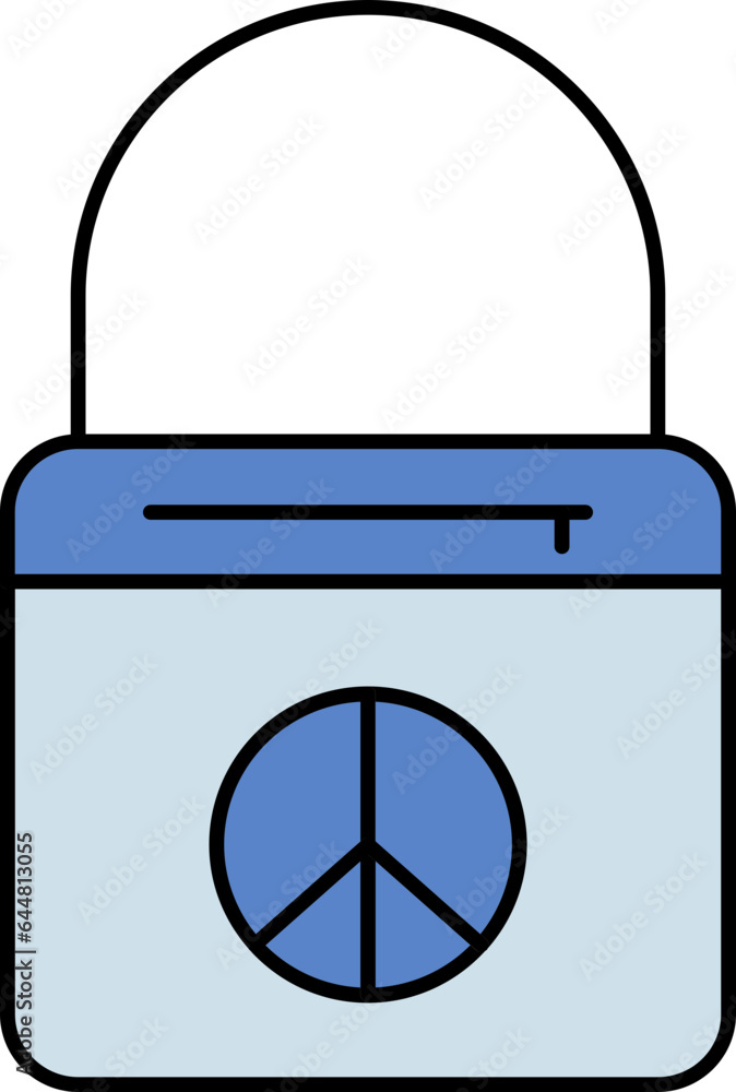 Peace Symbol Handbag Icon In Blue Color. Peace Symbol Handbag Icon In Blue Color.