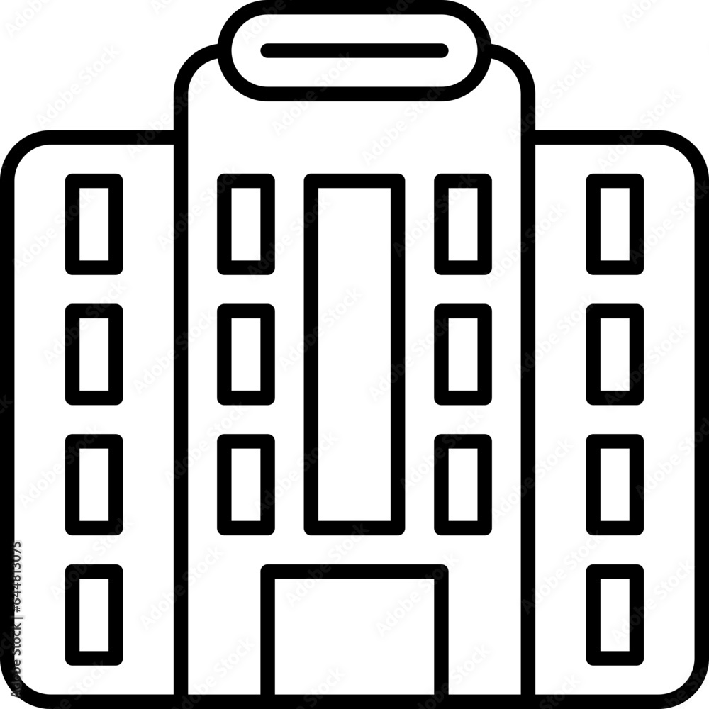 Office Or Company Icon In Black Line Art. Office Or Company Icon In Black Line Art.