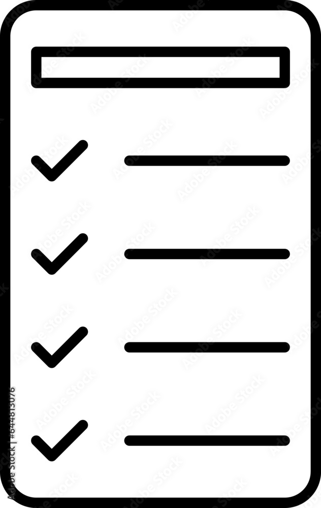 Flat Style Checklist Icon In Black Line Art. Flat Style Checklist Icon In Black Line Art.