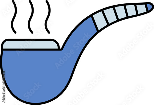 Hot Smoking Pipe Icon In Blue And Black Color.