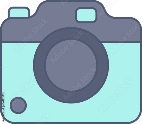 Blue Camera Icon Or Symbol In Flat Style.